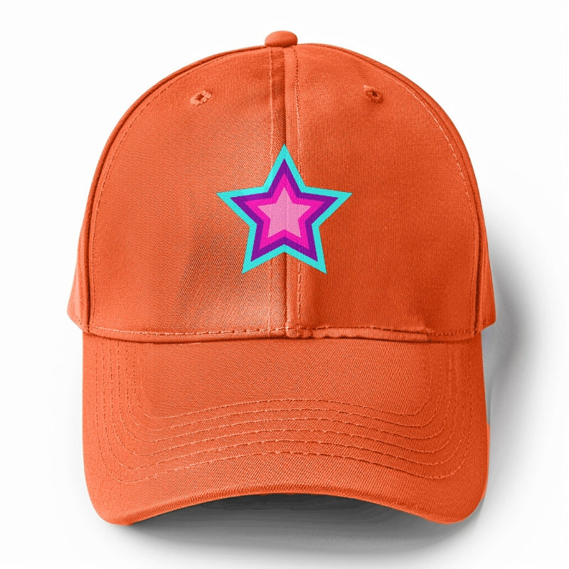 Retro 80s Star Rainbow Blue Hat