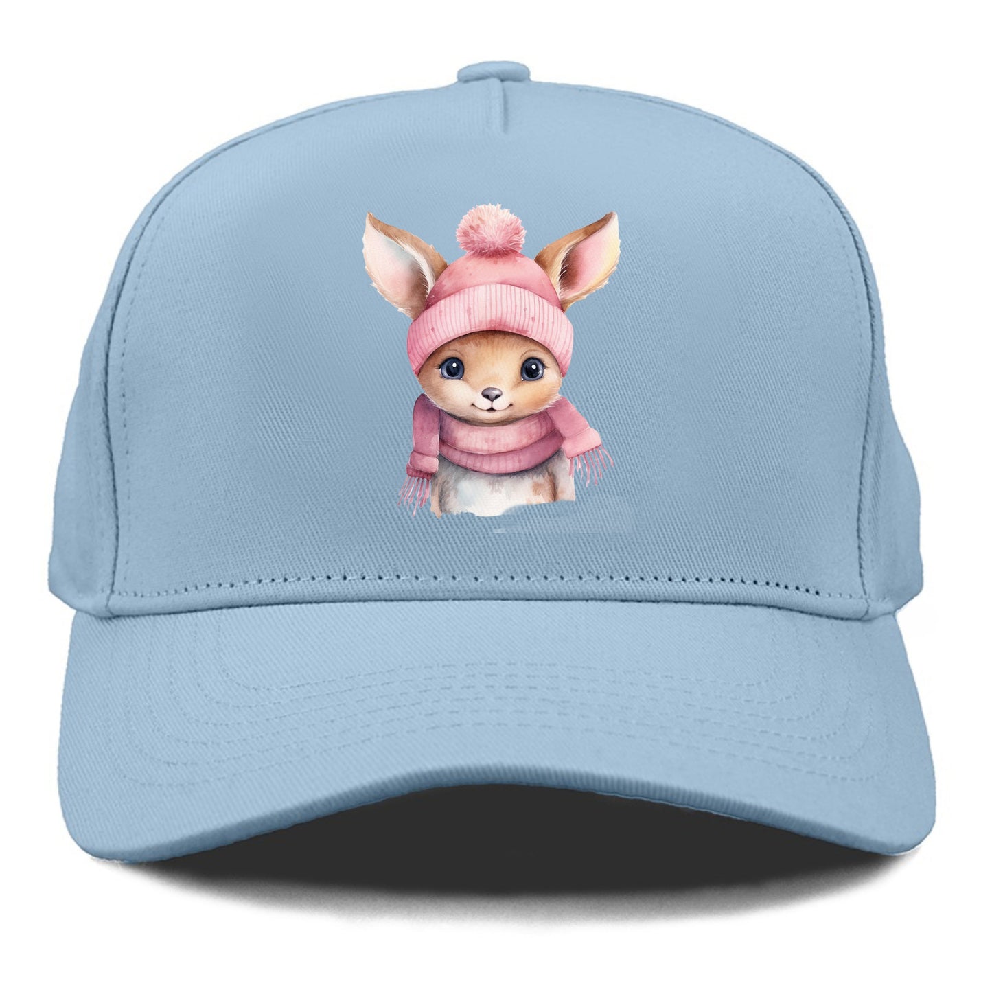 baby deer wearing pink beanie Hat