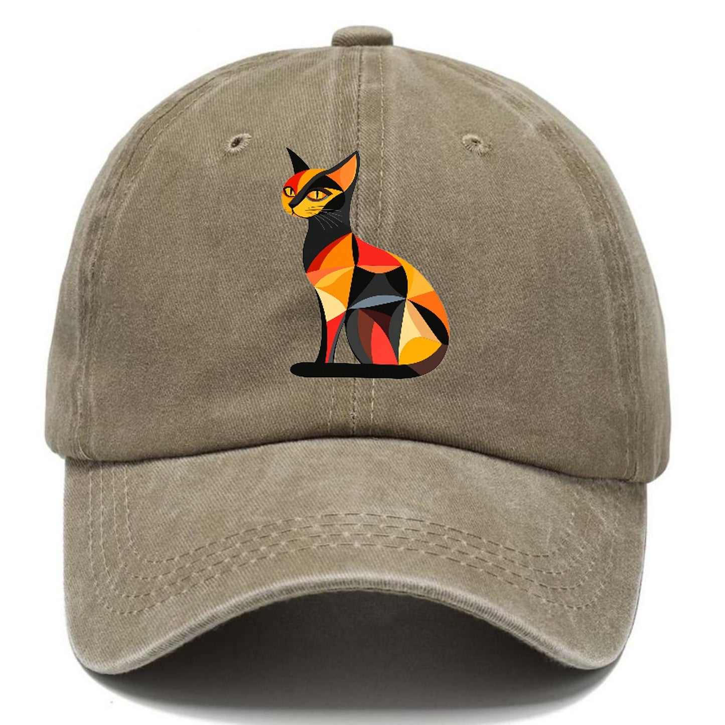 Geometric Cat in Thought Hat