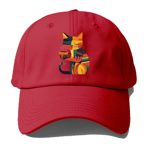 Coffee Time Cat Baseball Cap