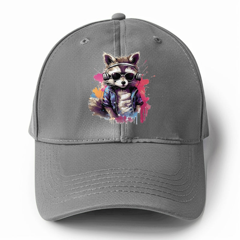 raccoon with headphones Hat