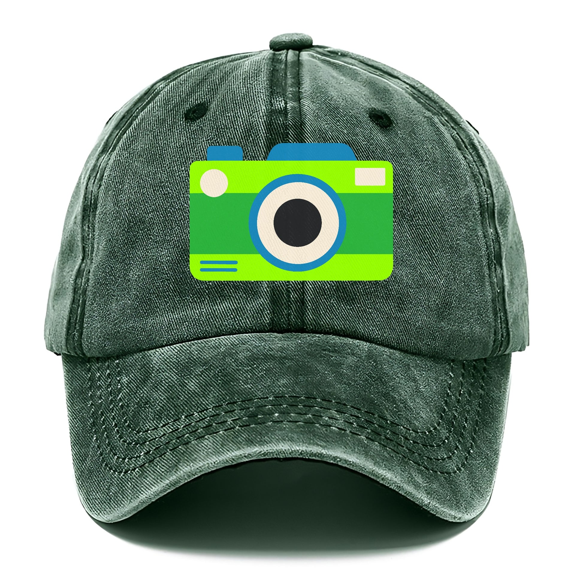 Retro 80s Camera Green Hat