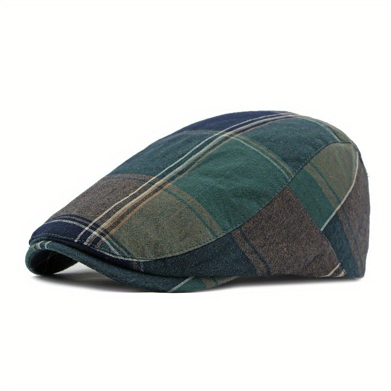 1pc Retro Casual Plaid Beret For Men And Women