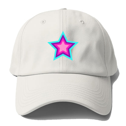 Retro 80s Star Rainbow Blue Hat