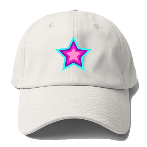 Retro 80s Star Rainbow Blue Baseball Cap For Big Heads