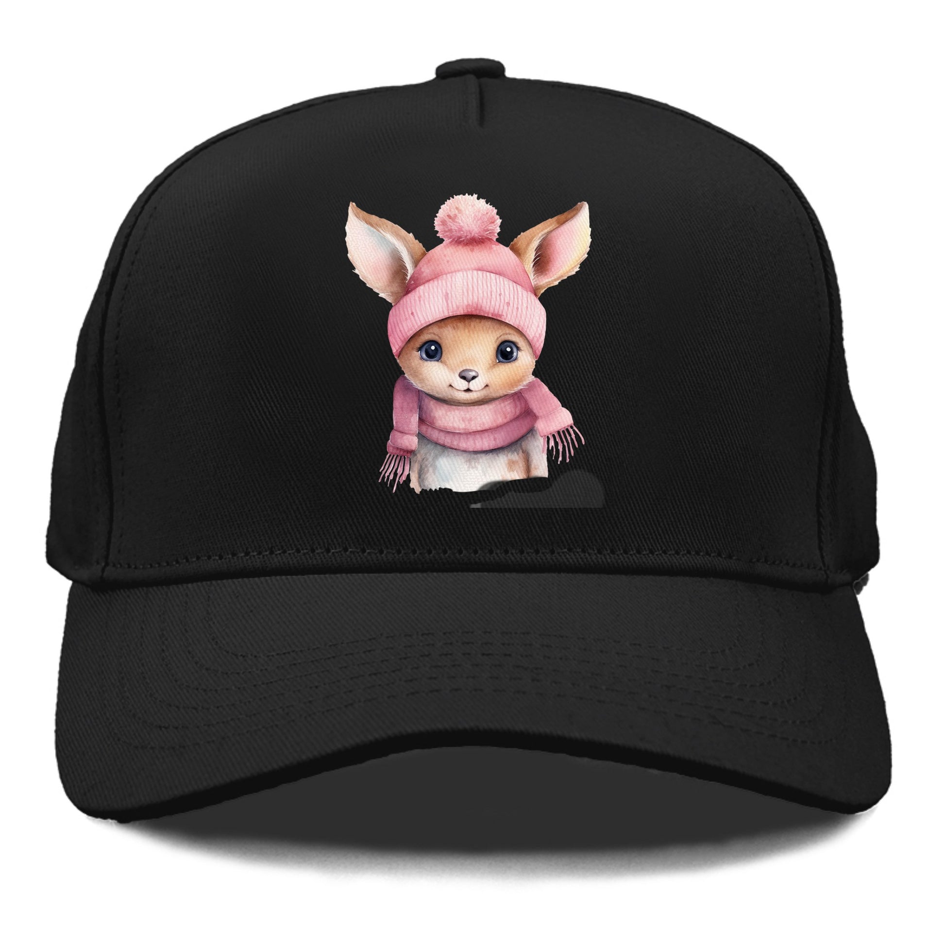 baby deer wearing pink beanie Hat