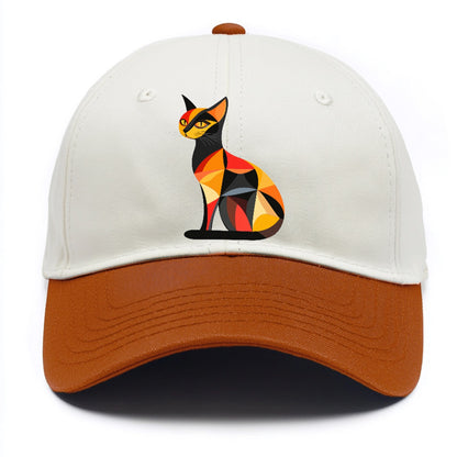 Geometric Cat in Thought Hat