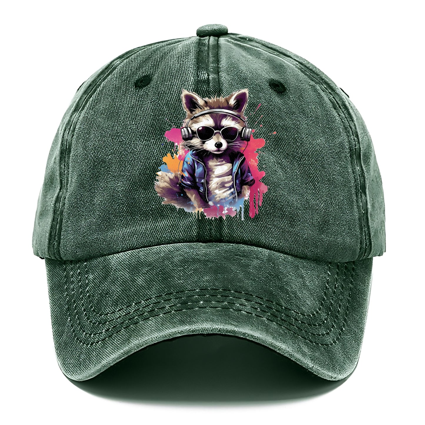 raccoon with headphones Hat