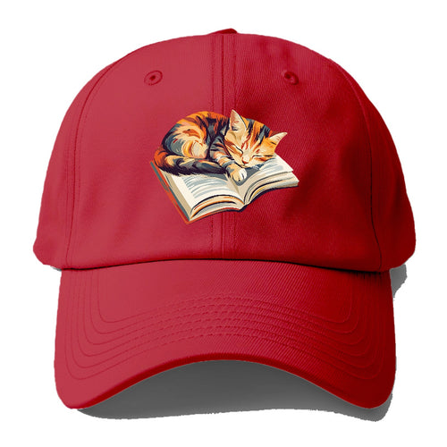 Cat Nap On Book Baseball Cap