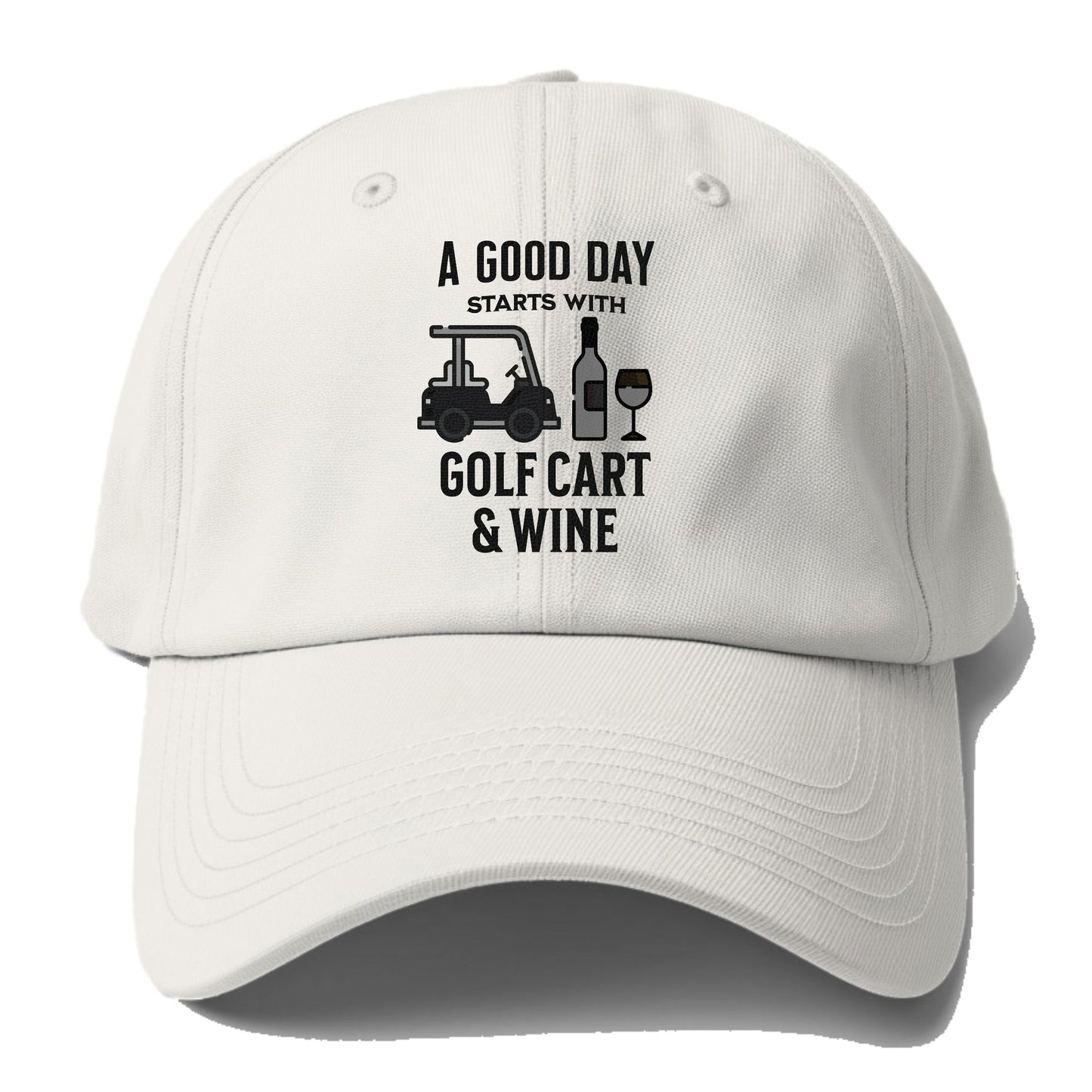 a good day starts with golf cart & wine Hat