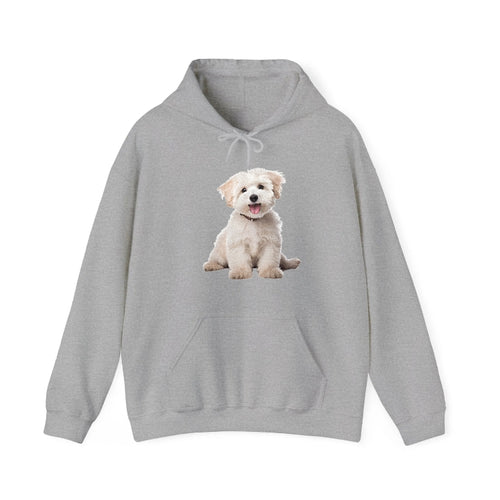 Adorable White Puppy Hooded Sweatshirt