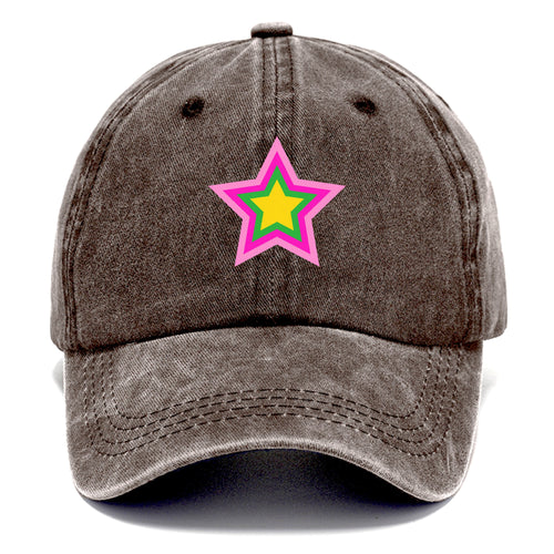 Retro 80s Star Rainbow Pink Classic Cap