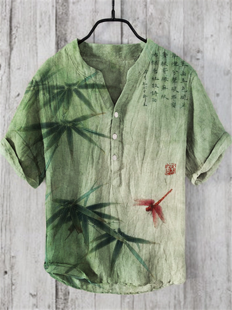 Dragonfly Bamboo Forest Linen Blend Shirt