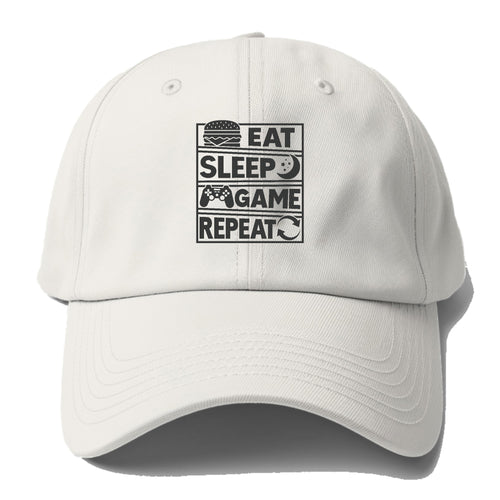 Eat Sleep Game Repeat Baseball Cap