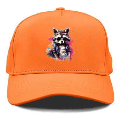 raccoon with headphones Hat