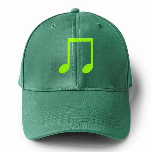 Retro 80s Music Note Green Solid Color Baseball Cap