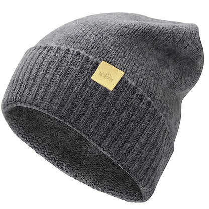 Pandaize Gorro de punto de lana merino premium | Gorra unisex de color sólido para invierno