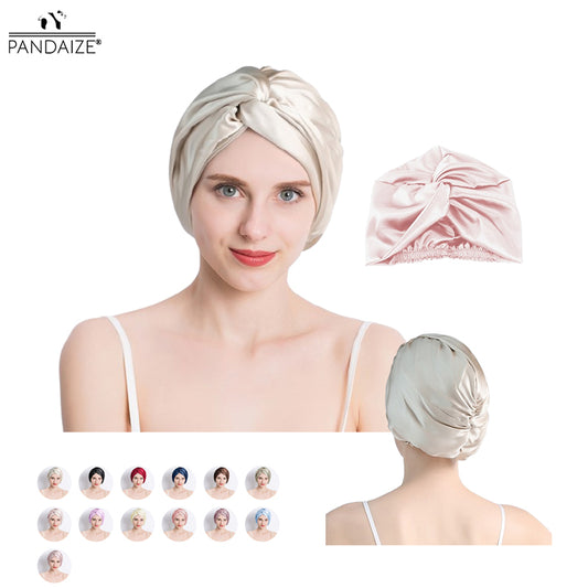 Double-Layer Thick Seamless Silk Mulberry Silk Sleep Cap for Women, Comfortable Cross-Design with Twisted Pattern