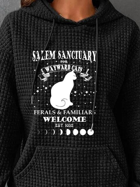 Sudadera con capucha texturizada y gráfica de tamaño completo con bolsillo