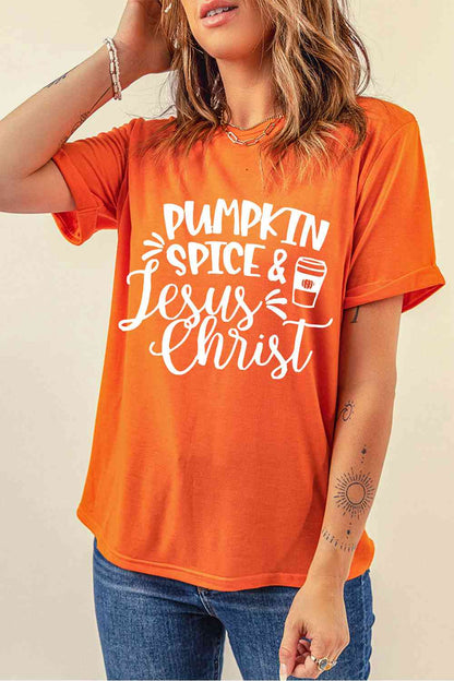 Camiseta de manga corta con cuello redondo PUMPKIN SPICE JESUCRISTO