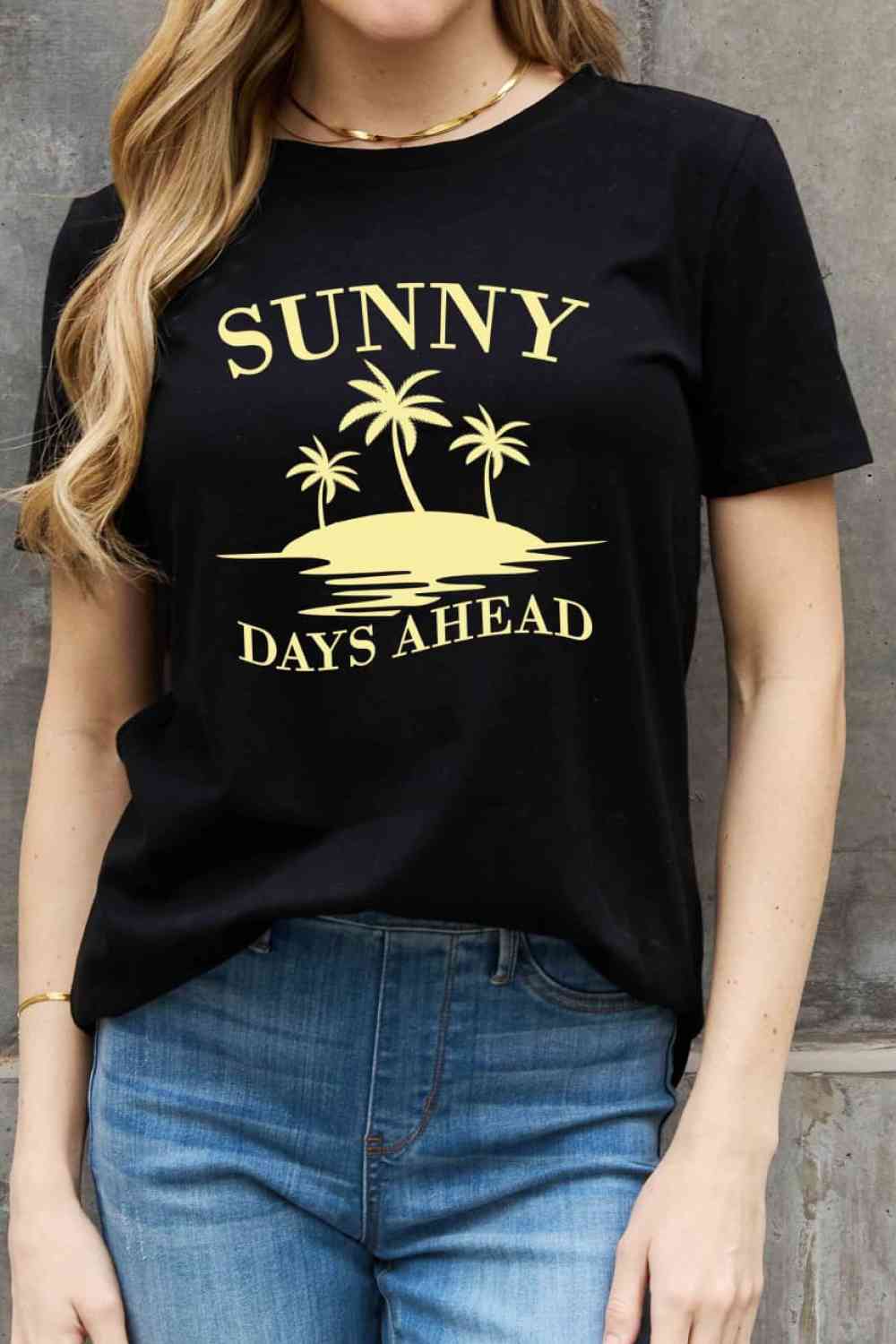 Simply Love フルサイズ SUNNY DAYS AHEAD グラフィック コットン T シャツ