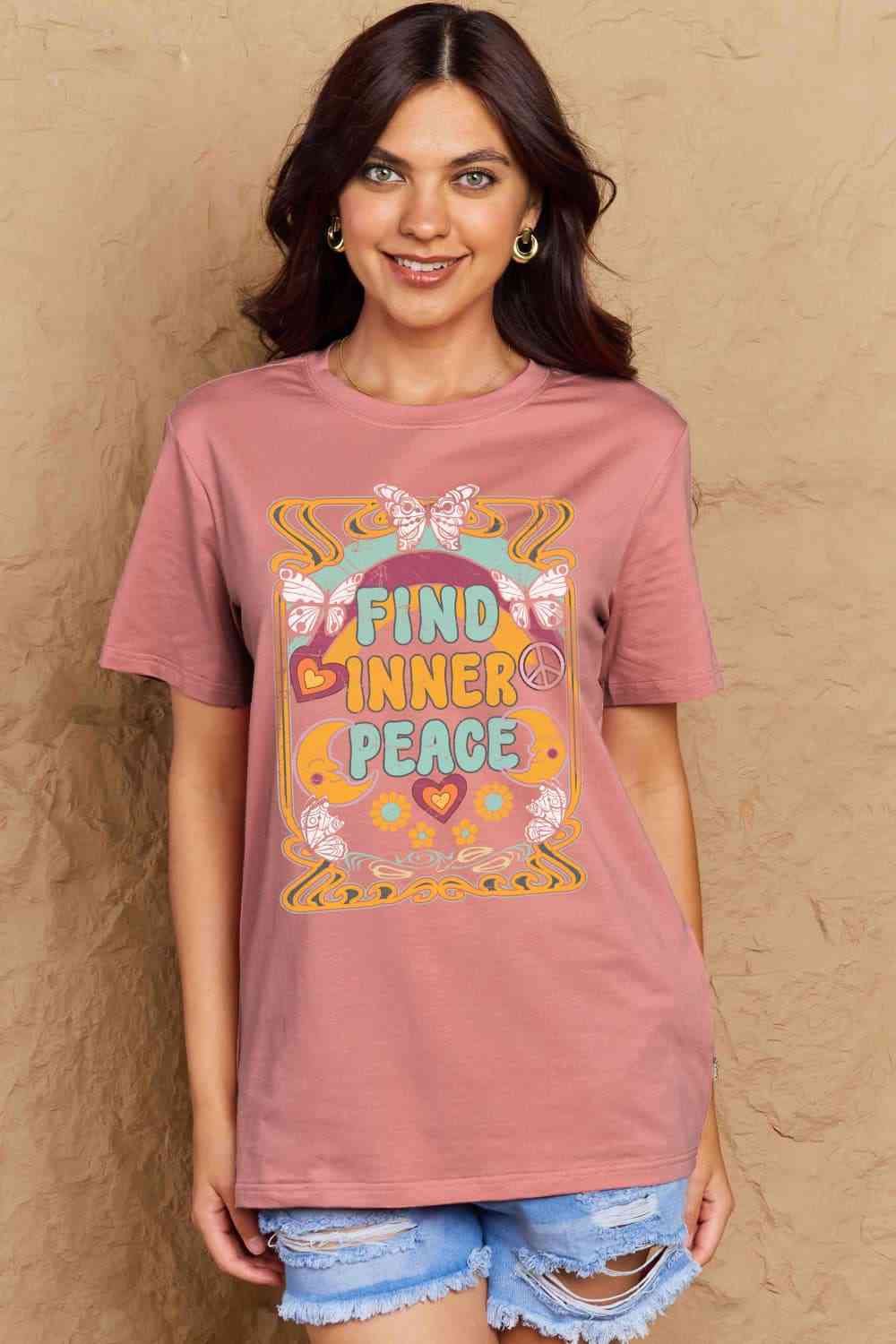 Simply Love Full Size FIND INNER PEACE Graphic Cotton T-Shirt