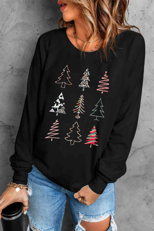 Sudadera con estampado de árbol de Navidad