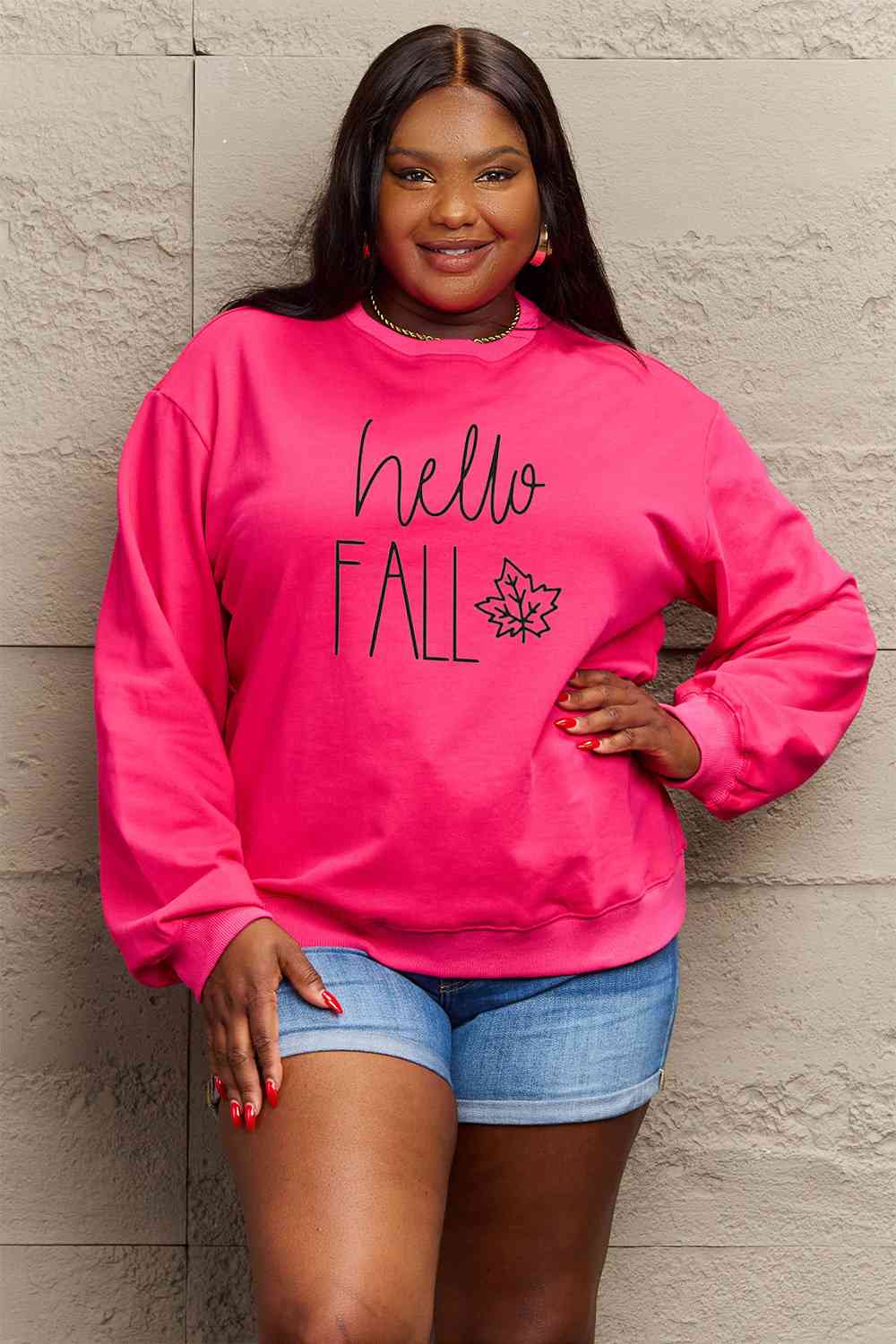 Sudadera con gráfico HELLO FALL de tamaño completo de Simply Love