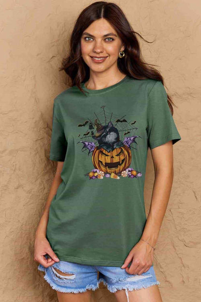 Camiseta con gráfico Jack-O'-Lantern de tamaño completo de Simply Love