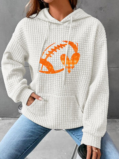 Full Size Football Graphic Drawstring Hoodie