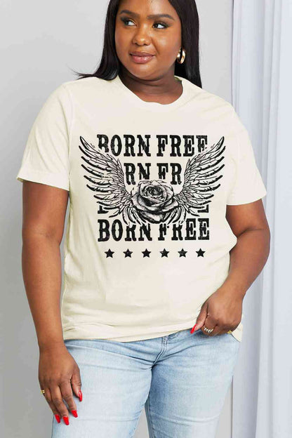 Simply Love Simply Love フルサイズ BORN FREE グラフィック コットン Tシャツ