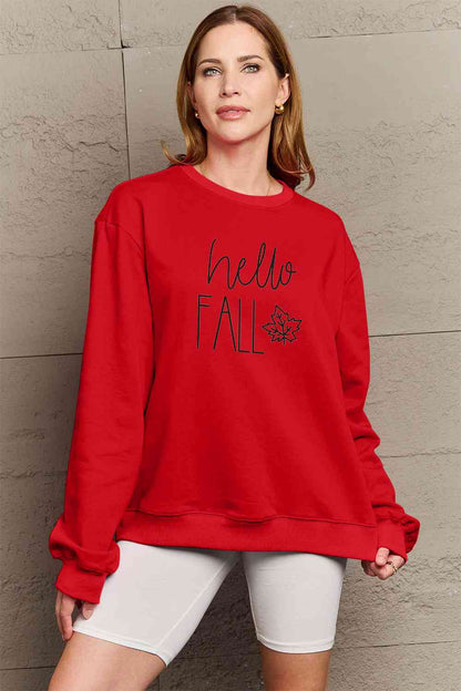 Sudadera con gráfico HELLO FALL de tamaño completo de Simply Love