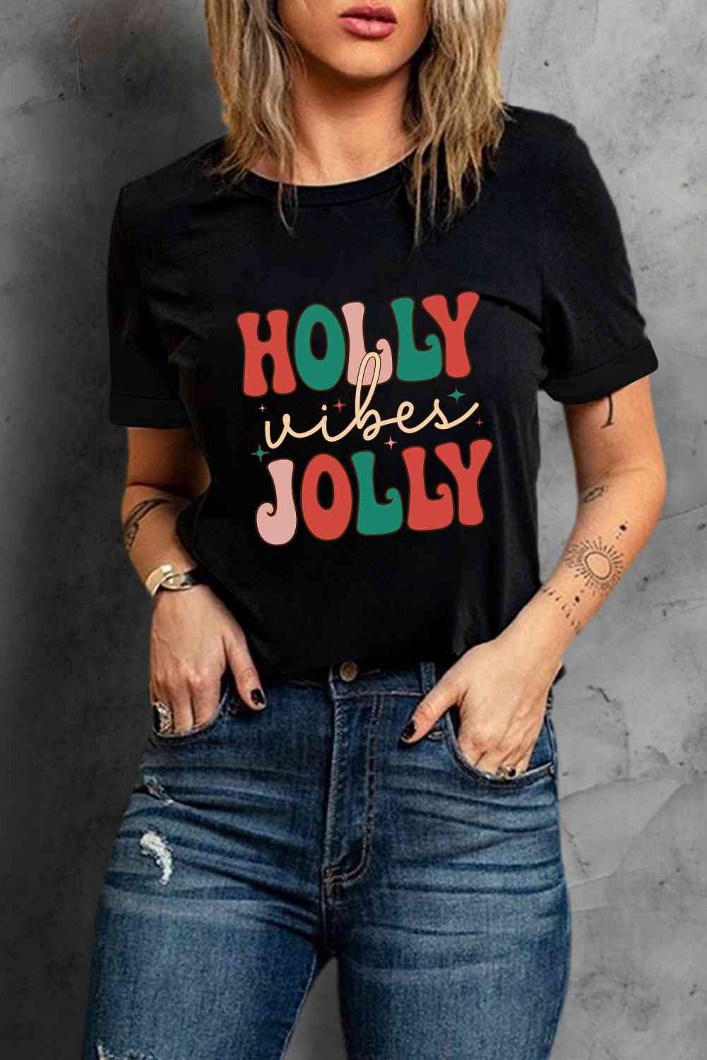 HOLLY JOLLY グラフィック半袖Tシャツ