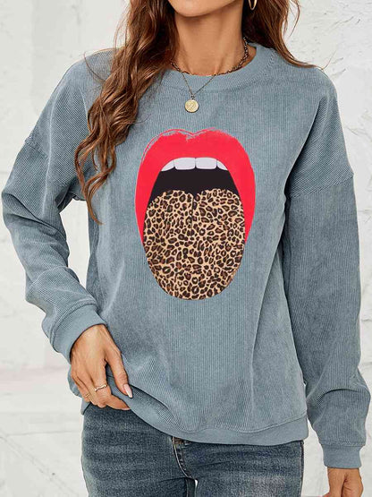 Sudadera con estampado MAMA de hombros caídos y cuello redondo