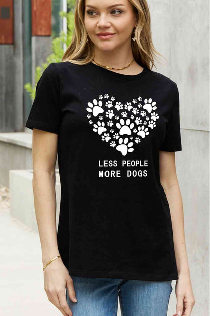 Simply Love Simply Love フルサイズ LESS PEOPLE MORE DOGS ハート グラフィック コットン Tシャツ