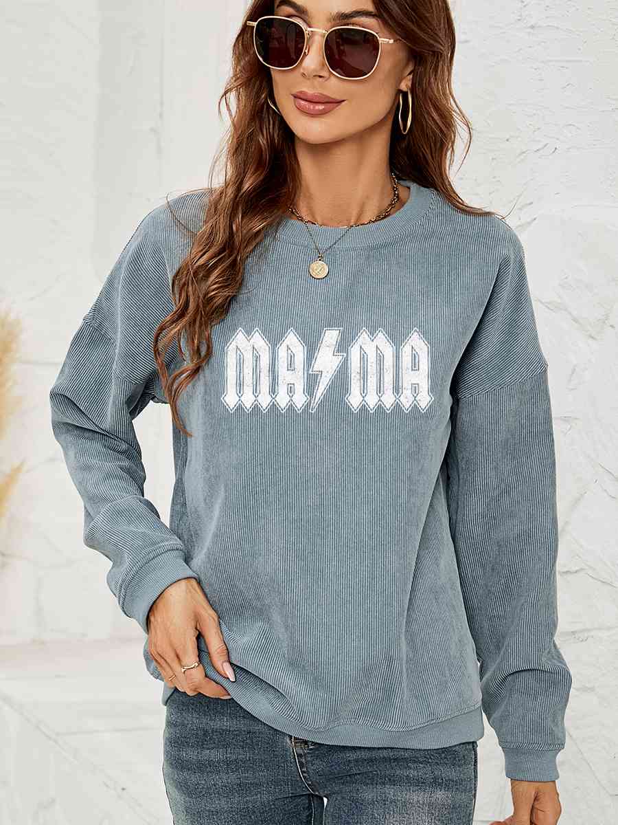 Sudadera con hombros caídos y gráfico MAMA