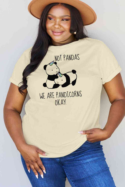 Camiseta de algodón con estampado de pandicornio de talla grande de Simply Love