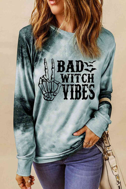 Sudadera BAD WITCH VIBES de manga larga con cuello redondo