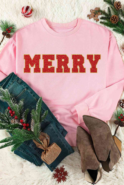 MERRY Graphic Drop Shoulder Sweatshirt