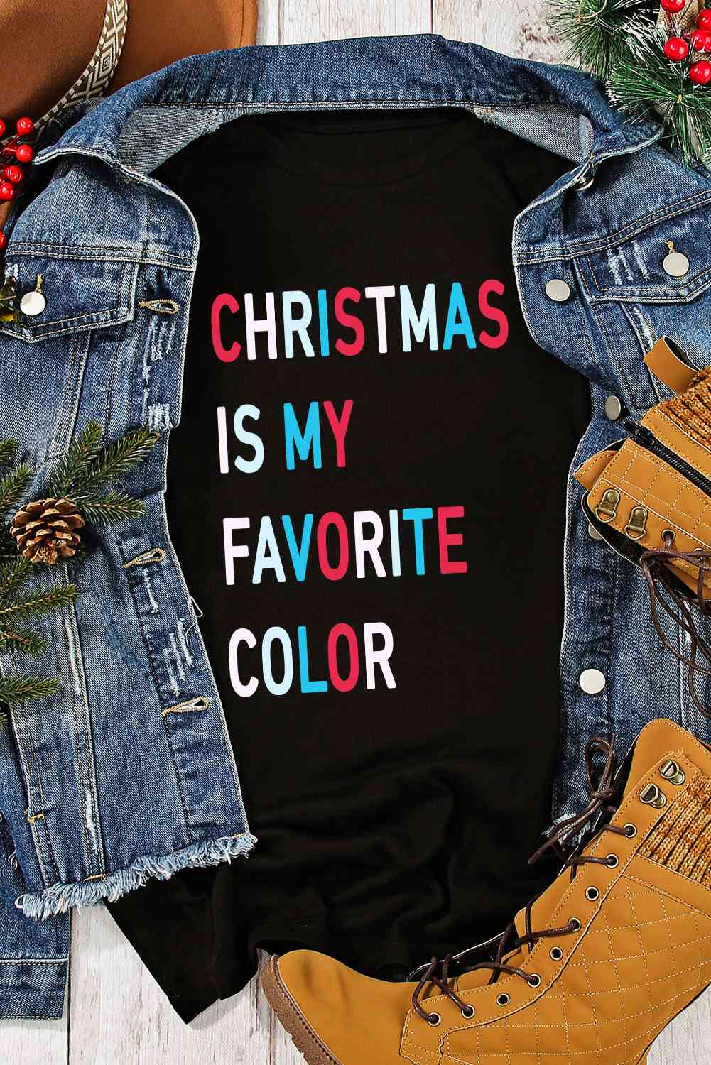 LA NAVIDAD ES MI COLOR FAVORITO Camiseta gráfica