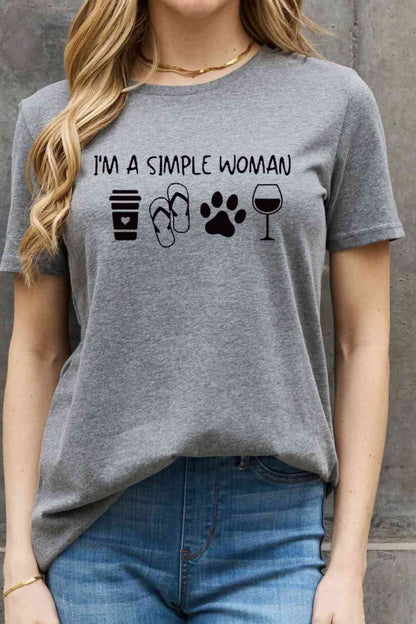 Simply Love フルサイズ I'M A SIMPLE WOMAN グラフィック コットン Tシャツ