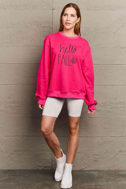 Sudadera con gráfico HELLO FALL de tamaño completo de Simply Love