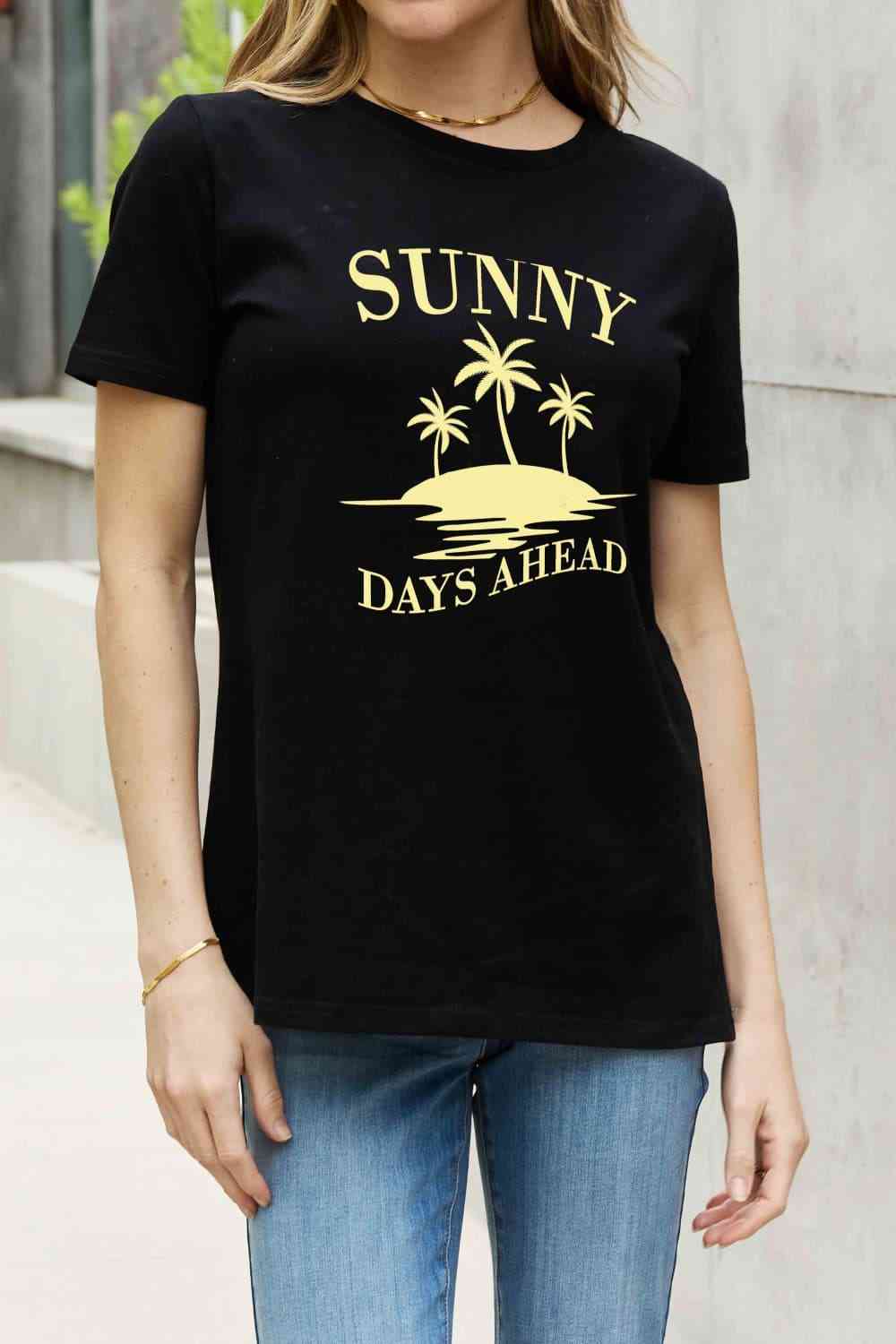 Simply Love フルサイズ SUNNY DAYS AHEAD グラフィック コットン T シャツ