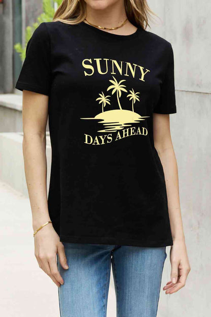 Camiseta de algodón con estampado SUNNY DAYS AHEAD de tamaño completo de Simply Love