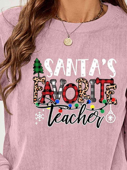 SANTA'S FAVORITE TEACHER グラフィック スウェットシャツ