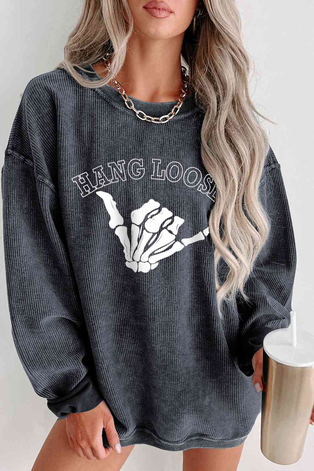 Skeleton Hand Graphic Sweatshirt