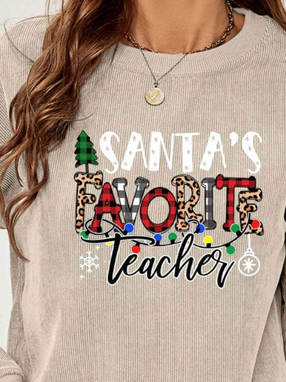 SANTA'S FAVORITE TEACHER グラフィック スウェットシャツ