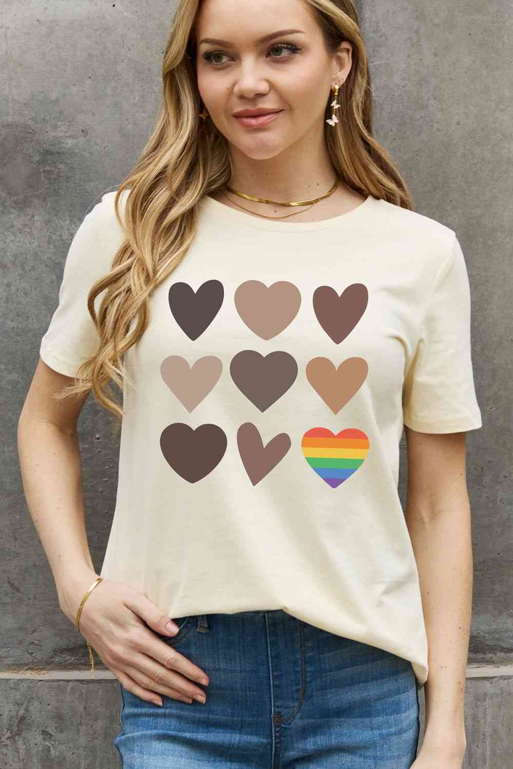 Simply Love Simply Love フルサイズ ハート グラフィック コットン Tシャツ