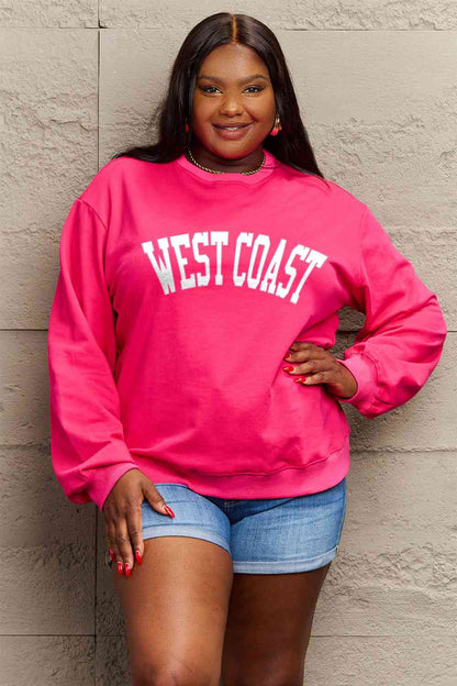 Sudadera de manga larga con gráfico WEST COAST de tamaño completo de Simply Love