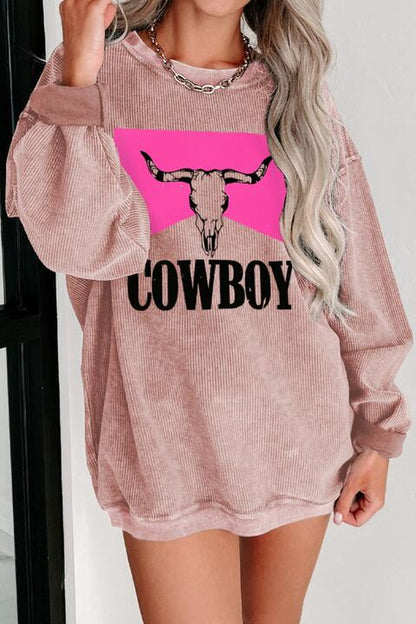 Sudadera con cuello redondo y gráfico COWBOY